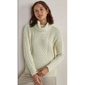 HAVEN WELL WITHIN Braided Cable Knit Sweater Women XL Cowl Neck Mint Green